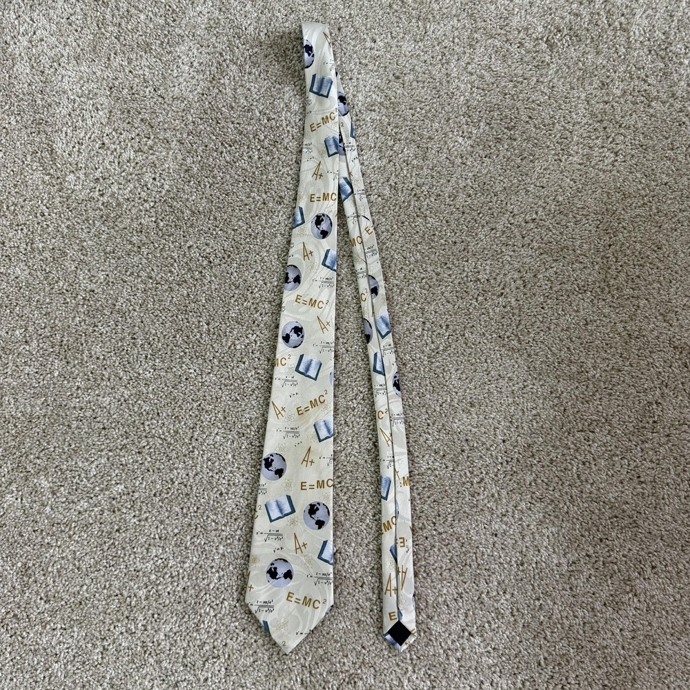 Steven Harris School Teacher Tie Womens One Size White Geometric Handmade
